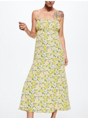 Floral Yellow Spaghetti-Strap Mini Dress